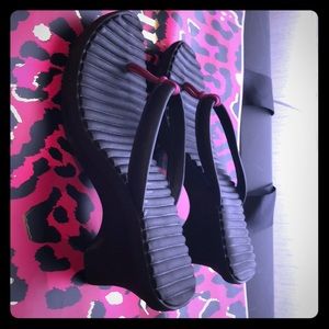 Cute black and pink Croc sandals/flip flops